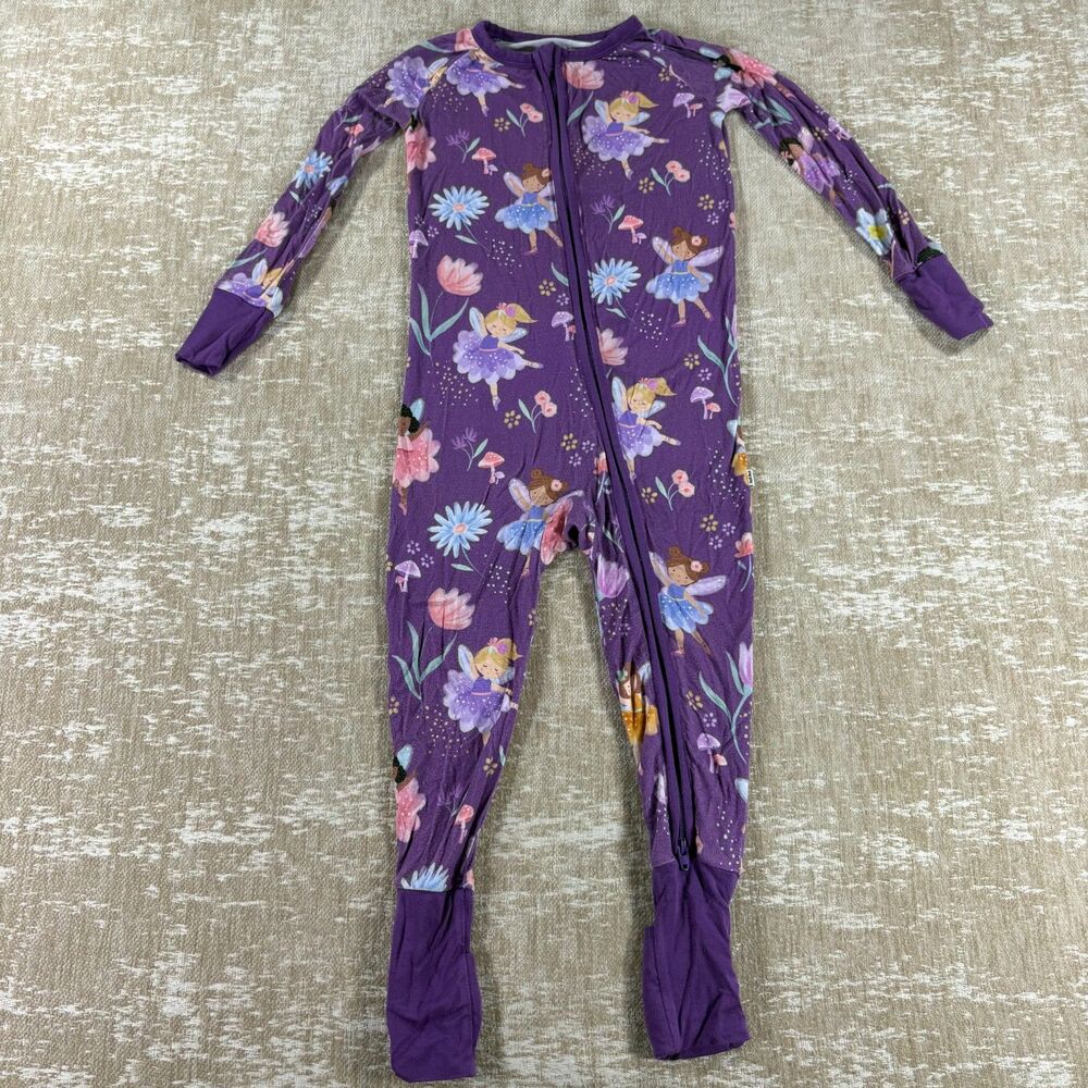 Little Sleepies Garden Fairies Bamboo Convertible Zippy Pajamas Purple 18-24M